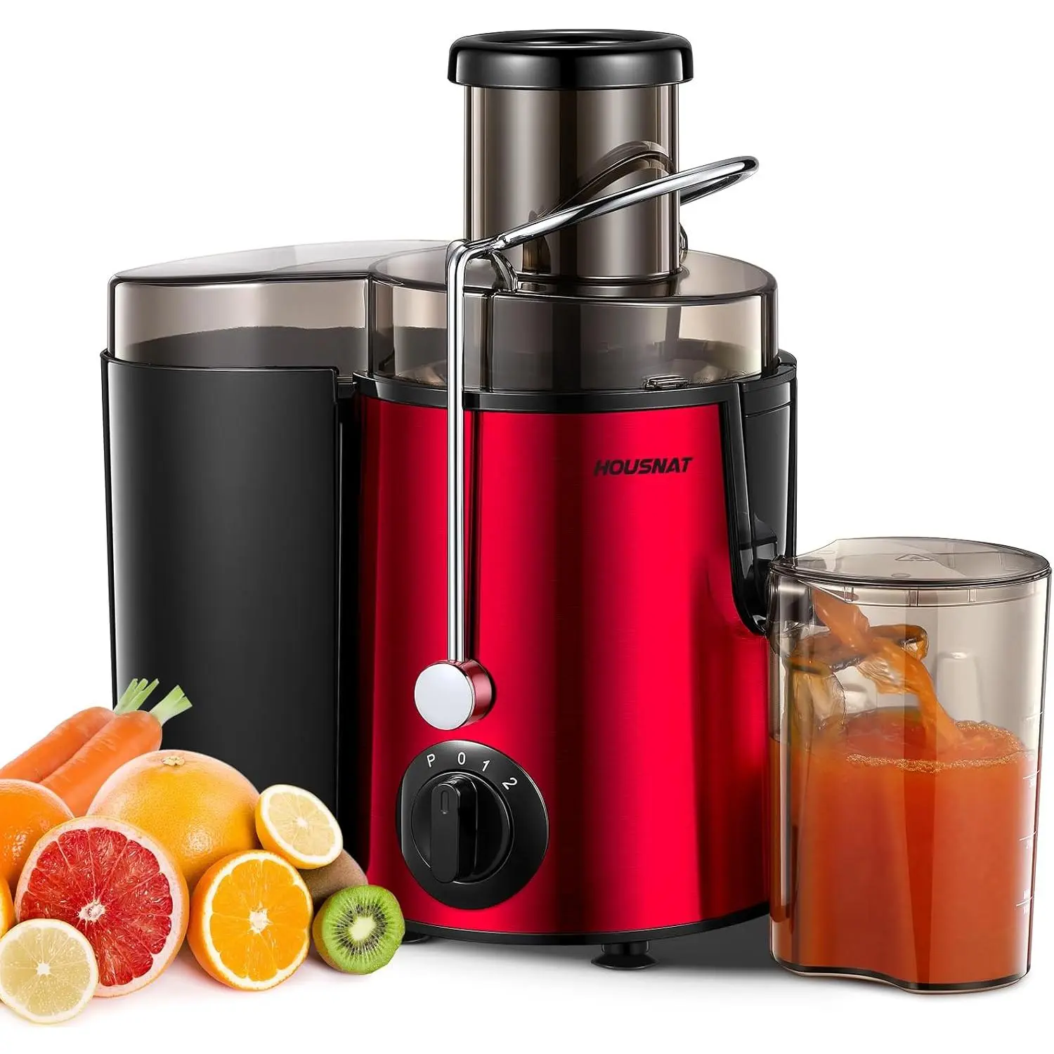 BPA-Free Compact Fast Power Centrifugal Juicer, 400W Motor, 65MM Wide Chute, 3 Speeds, Easy-to-Clean Design (Red), Bpa-Free Centrifugal Juicers, Compact Centrifugal Juicers