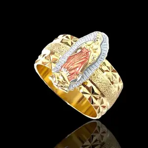 ORO LAMINADO GOLD FILLED TRICOLOR GUADALUPE FILIGREE RING