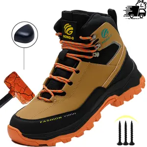 Men Work Boots Indestructible Safety Shoes Men Steel Toe Shoes Puncture-Proof Sneakers Male Footwear Shoes Non Slip Work Shoes work hiking boots sneakers Advanced color scheme