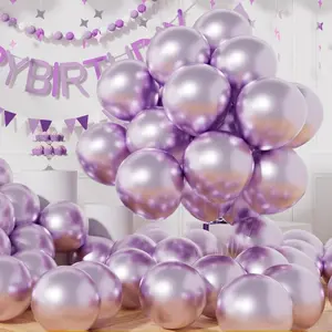 Metallic Light Purple Latex Balloons 50 count 12 inch Chrome Lavender Balloons Lilac Helium Balloons Happy Birthday Graduation  Party Decoration
