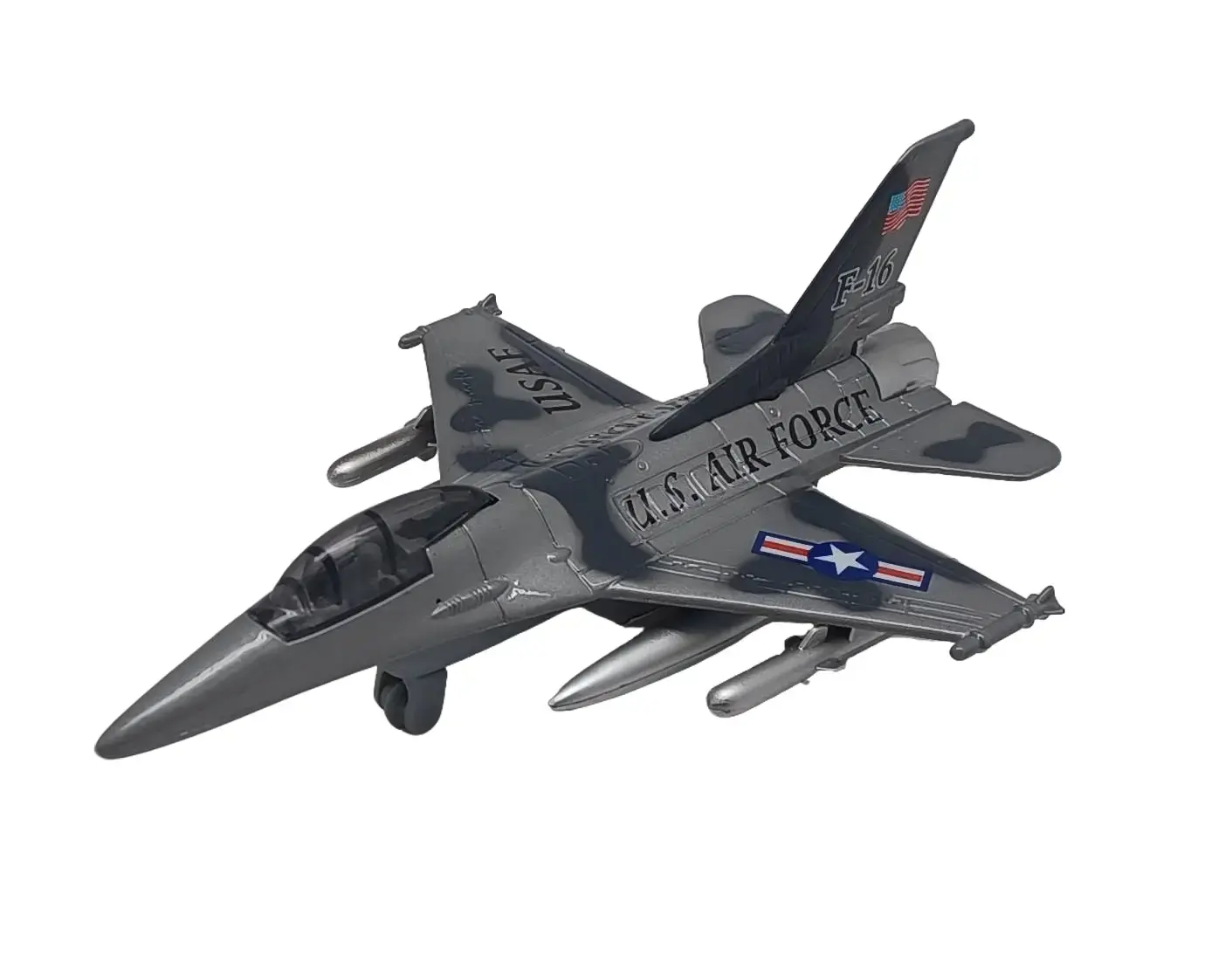 F16 Fighter Jet Grey Diecast Pull Back Action (No Display Box) 7.5 x 5.5 x 2.5