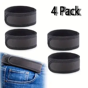 4-Pack Nylon No-Buckle Elastic Belts for Men and Women, Stretchable Invisible Adjustable Bands, Casual Comfort Fit, Machine Washable and Dry Cleanable, Regular Size, Black