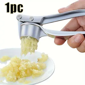 Stainless Steel Manual Garlic Press & Ginger Grinder, Heavy-Duty Handheld Design, Ergonomic Handle, No Power Needed, Kitchen Camping Picnic Tool