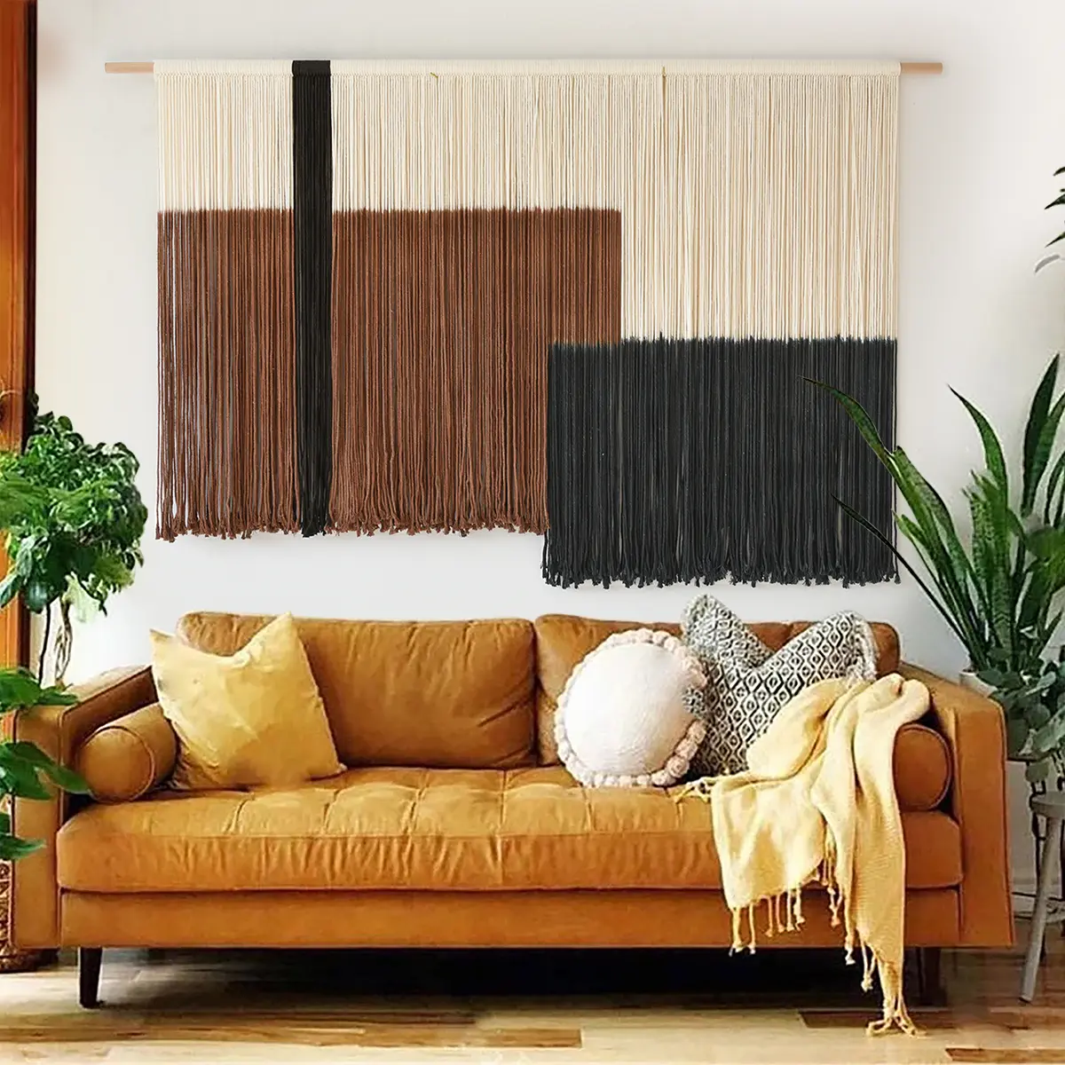 Macrame Wall Hanging Large Dip Dye Tapestry Fiber Wall Art Boho Bedroom Décor 57''W*35''L