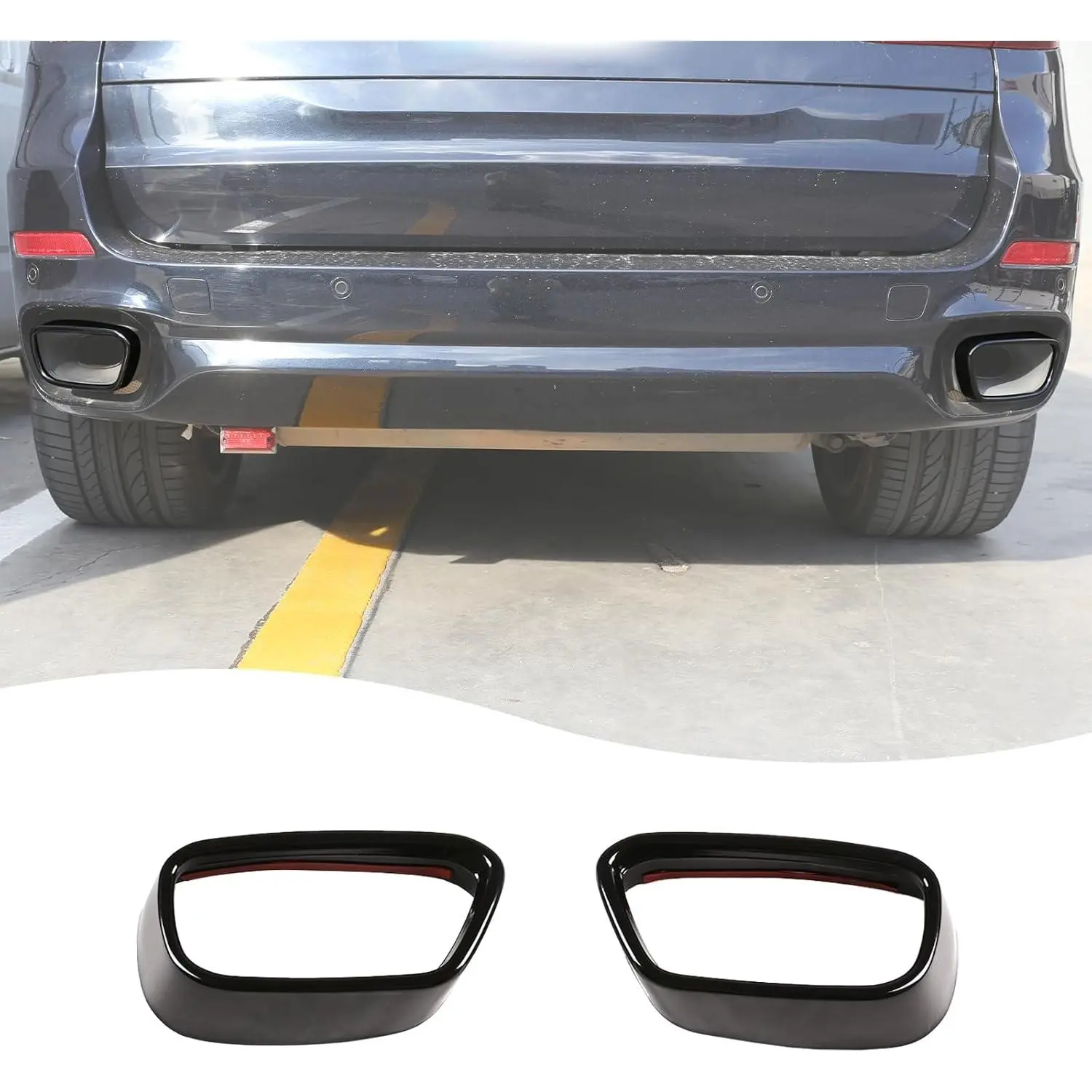 Stainless Steel Car Tail Pipe Trim Cover - Vehicle-Specific Fit Exhaust Muffler Cover Replacement Body Parts for BMW X5 F15 (2014-2018) & X6 F16 (2015-2019) M Sports Version