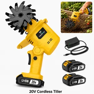 electric garden tiller/20V Cordless Garden Tiller, Handheld Electric Cultivator for Soil Loosening, Battery Powered Mini Rototiller Tool for Vegetable Garden, Flower Bed Care, Yard Weeding and Small Garden Soil Cultivating
