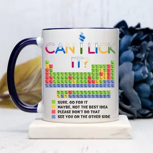 Funny Periodic Table Coffee Mug, Science Geek Gift, Can I Lick It Science Cup, Phd Mug, Chemistry Teacher Gift, Nerdy Science Drinkware, Scientist Mug, 11 15oz Washable Ceramic Cup