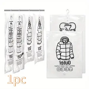 Hanging Organizer Vacuum Seal Storage Bag, for Clothes Storage Bag with Hanger, Space Saving Wardrobe Compressed Bag