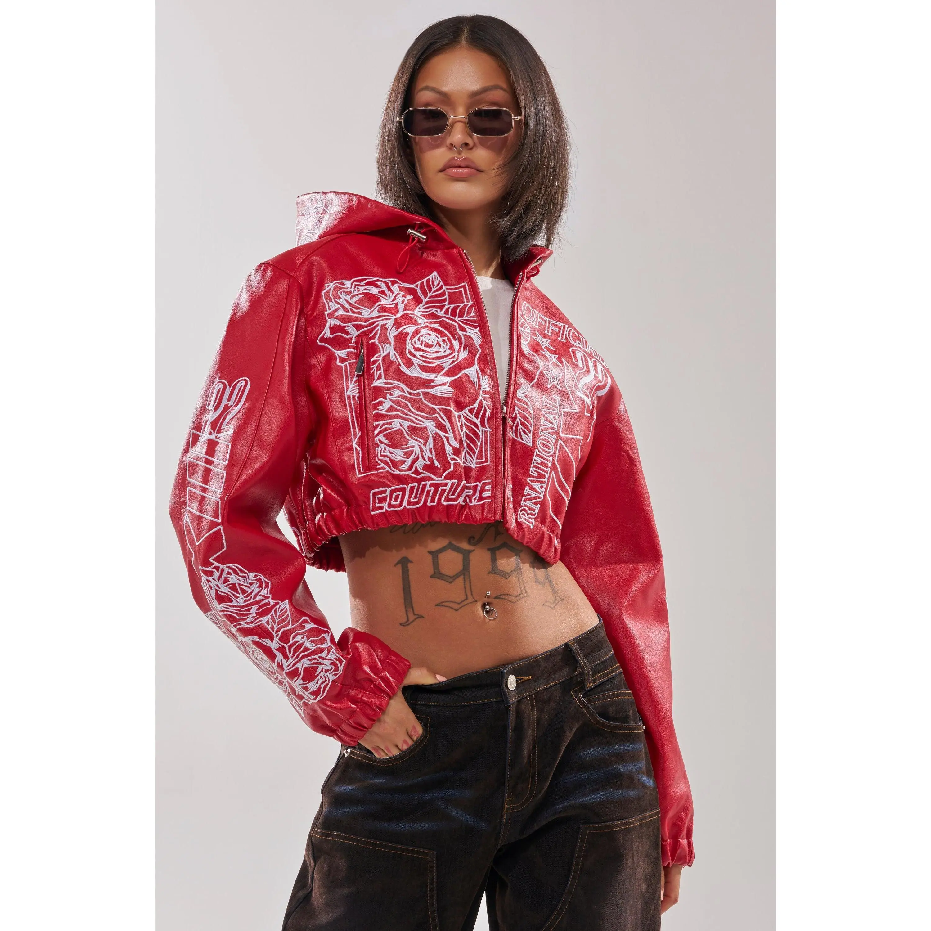 PAINT THE TOWN RED EMBROIDERED BOMBER