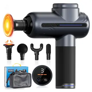 Handheld heated percussion massage gun, a comfortable and lightweight personal massager for daily relaxation massage of the neck, back, legs, shoulders, and body