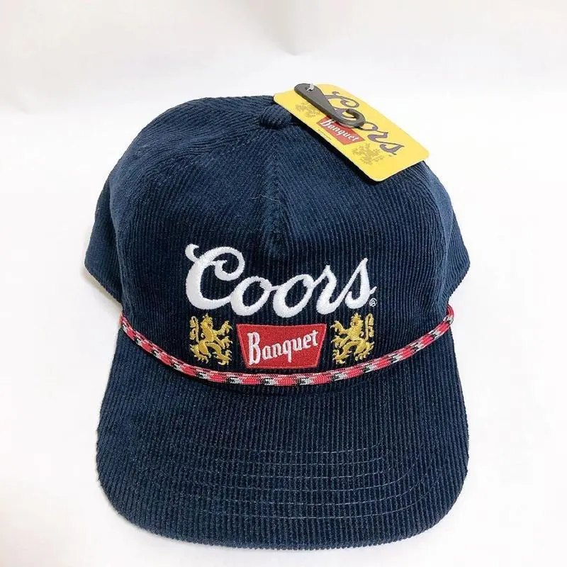 Coors Banquet Corduroy Snapback Hat Vintage 90s Style Blue with Red Rope | Adjustable & Stylish