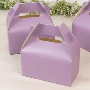 25 Pack Party Favor Gift Tote Gable Boxes, Matte Lavender Lilac Candy Treat Boxes - 6"x3.5"x7"