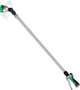 RESTMO 36”-60” Metal Watering Wand, Long Telescopic Tube | 180° Adjustable Ratcheting Head | 7 Spray Patterns | Flow Control, Perfect Garden Hose Sprayer to Water Hanging Baskets, Shrubs, Green summergarden