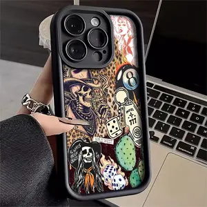 Western Skull Leopard Print Collage Retro American Y2K-Themed Phone Case, High Quality Protective Phone Case, Suitable for iPhone 17/16/15/14/13/12/11 Pro, Plus, Pro Max, Mini, X, XS,XSMAX, XR and Other Series, Shockproof, Lightweight, TPU Material.