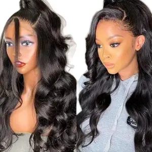 black heat resistant  human hair lace front wigs Deep Wave Straight Brazilian Blonde Ombre Glueless Gradient Highlight Wig