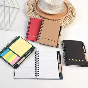 1pc Five-Hole Colorful Card Pen Design Sticky Note Book Coil Clip Notebook Pen Three-In-One, Multi-Function Stationery Organizer