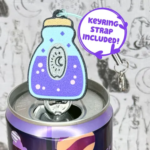 Tab Buddies Potion Bottle Soda Can Tab Opener with Keychain strap - Unique Accessibility Halloween Vial Present Gift for sore hands, arthritis, therapy