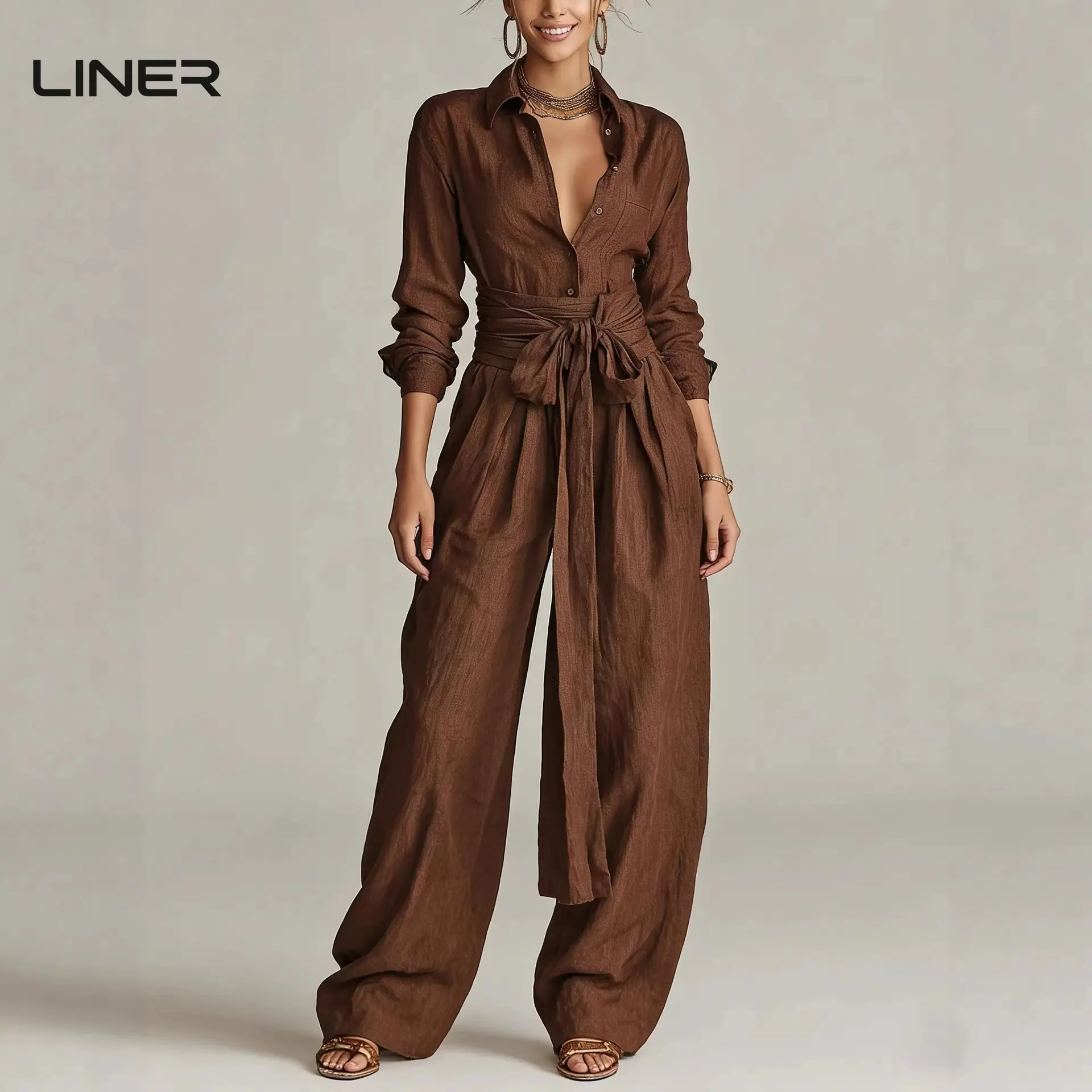 Women's 2026 Summer Cotton Linen Basic Clothing Set - Short Sleeve, High Waist Wide Leg Long Pants, Long Sleeve, Loose Casual Elegant Comfortable Tracksuit