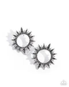 Stellar Stealth - Silver Sunburst Post Earrings - Paparazzi
