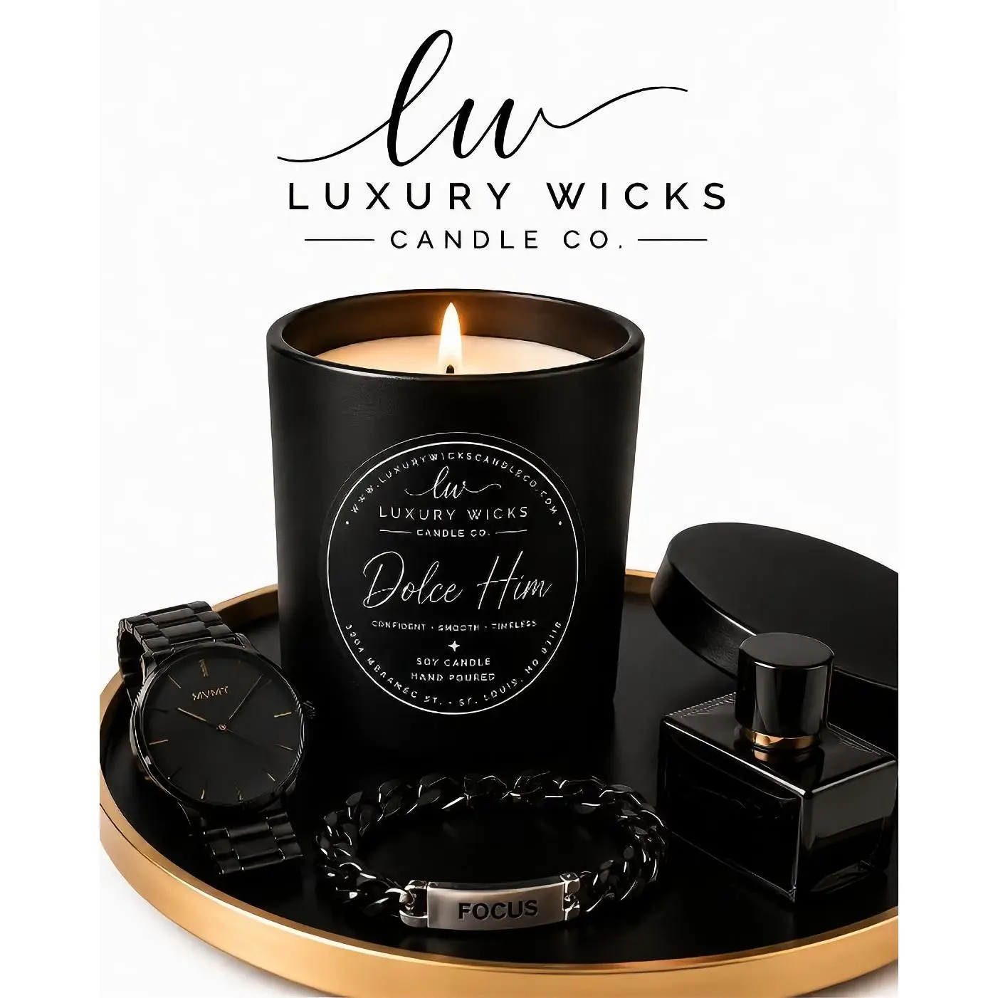 Luxury Wicks Candle Co. 10oz Matte Black Vessel with Lid - DOLCE HIM