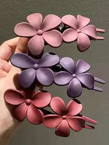 2024 New Style Double Flower Design Barrettes Hair Clips, Elegant Hair Accessories for Women & Girls, Minimalist Headwear Suitable for Thick Hair, Hairstyles Ideas for Girls, Dual Sided Clip, Hair Clip Set