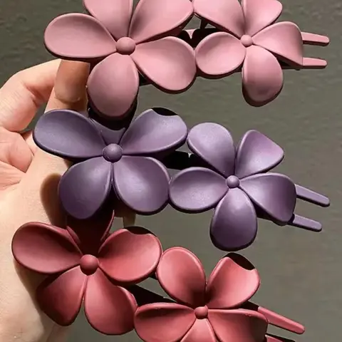 2024 New Style Double Flower Design Barrettes Hair Clips, Elegant Hair Accessories for Women & Girls, Minimalist Headwear Suitable for Thick Hair, Hairstyles Ideas for Girls, Dual Sided Clip, Super Cute Clips, Decorative Hair Clips, Hair Clip Set