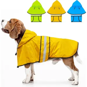 Dog Raincoat - Reflective Dog Rain Jacket with Hoodie Lightweight Waterproof Rain Coat for Small Medium Large Dogs (Medium, Yellow)