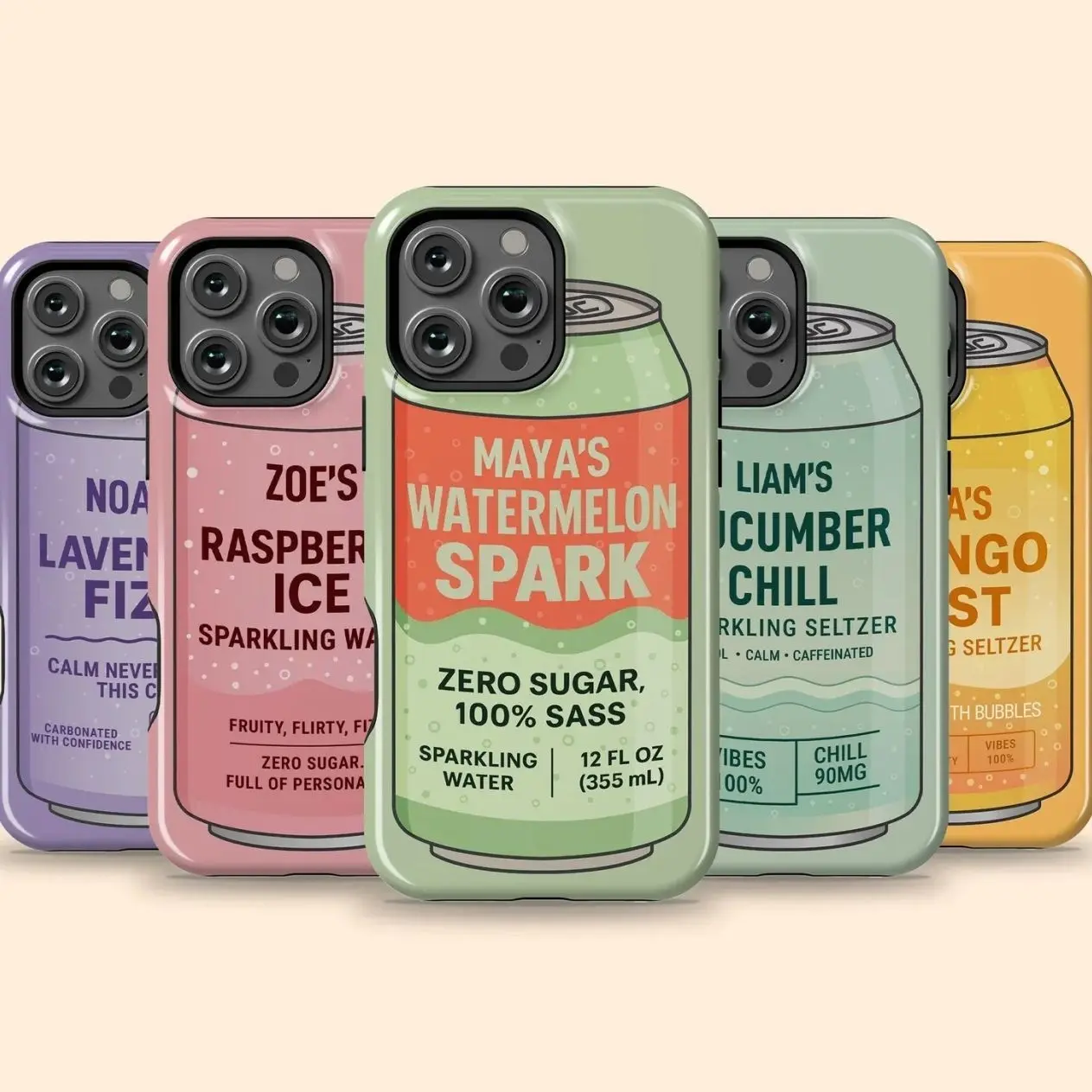 Customized Shockproof Protective TPU Seltzer Squad Smartphone Casing - Compatible with iPhone 17 Pro Max,16,15 Plus,14,13,12 Pro,11 & Galaxy S26,S25,S24,S23,S22 Mobile Phone Accessory