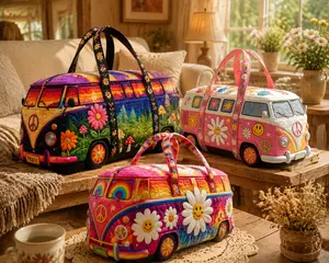 Hippie Boho Quilted Weekender Travel Bag 16x8x8 | Unisex Lightweight Carry-On for Travel Hippie Boho Quilted Weekender Travel Bag 16x8x8 | Unisex Lightweight Carry-On for Travel