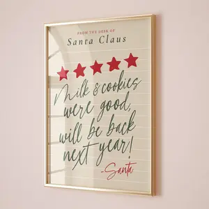 (No Frame) funny christmas decor | christmas wall art | trendy review rating sign | retro christmas prints | santa claus note poster printable wall art
