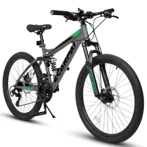 [Bellemave] 27.5 Inch Full Suspension Mountain Bike, Front and Rear Dual Shock Absorbers, Mechanical Disc Brakes, 21-Speed, Suitable for Men and Women, Ideal for Travel and Fitness Enthusiasts