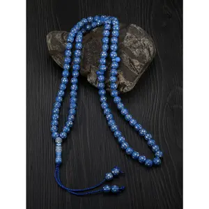 Simple Ethnic Style Five Pointed Star Pattern Blue Circular Acrylic Prayer Beads, Hand Knotted Beads, Ramadan Gift, Bracelet, Suitable for Both Men and Women, Prayer and Worship Supplies