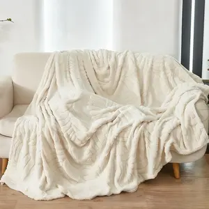 Fleece Throw Blankets for Couch, Soft Lightweight Ribbed Plush Blanket for Sofa and Bed, All-Season Cozy Throw for Women Soft Cozy Fleece Throw Blankets for Sofa Living Room, Decorative Blanket for Couch