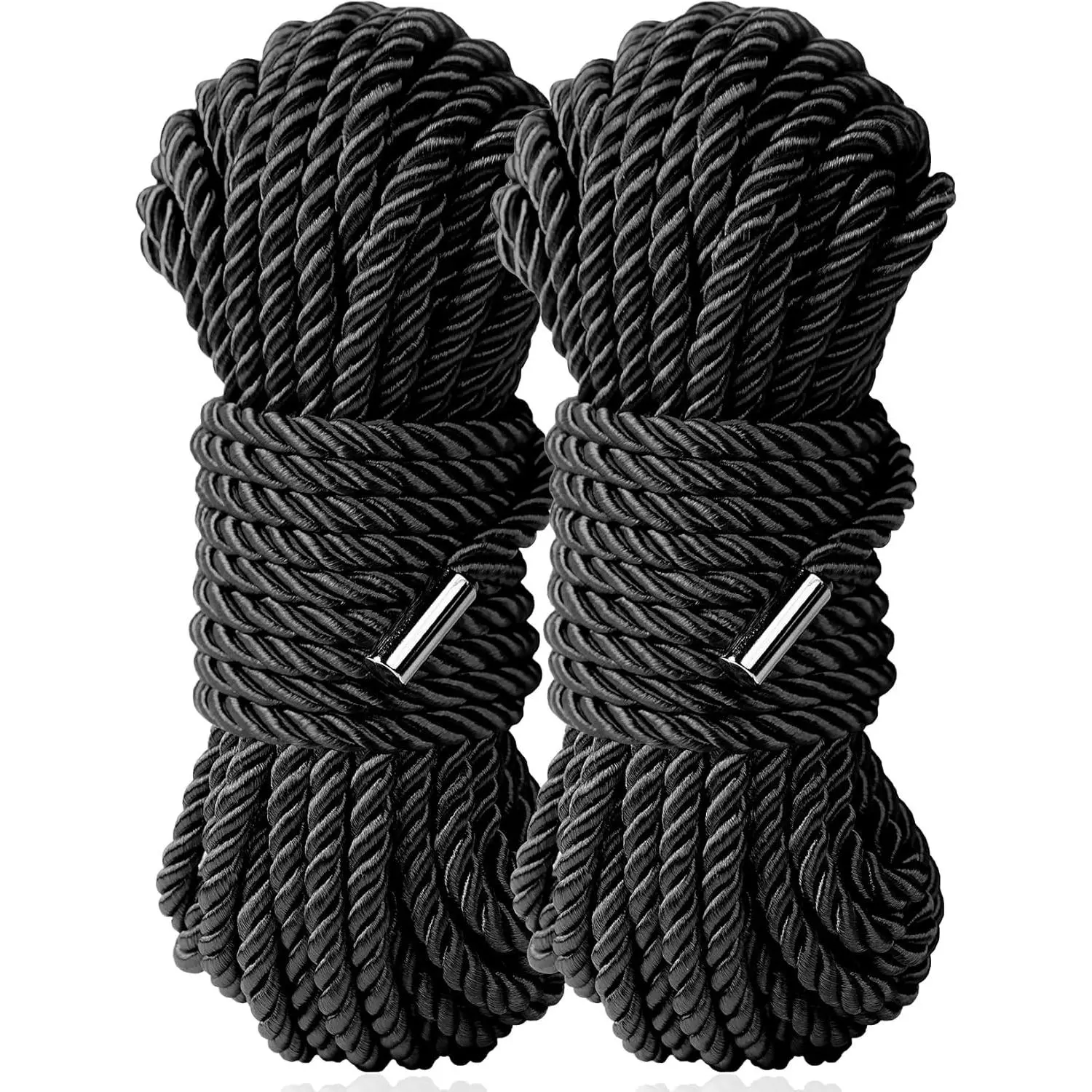 8 mm Satin Twisted Silky Braided Nylon Rope - Skin-Friendly, Flexible, Durable 32 ft Black Red Synthetic Rope for Tools & Hardware Use, Braided Nylon Ropes
