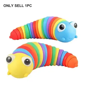 Realistic Caterpillar Animal Stress Relief Fidget Toy, Rainbow Slime Bug Educational Toy, Desktop Snail Anti-Stress Venting Tool, 1 Piece Pack, Stress Relief Fidgeting
