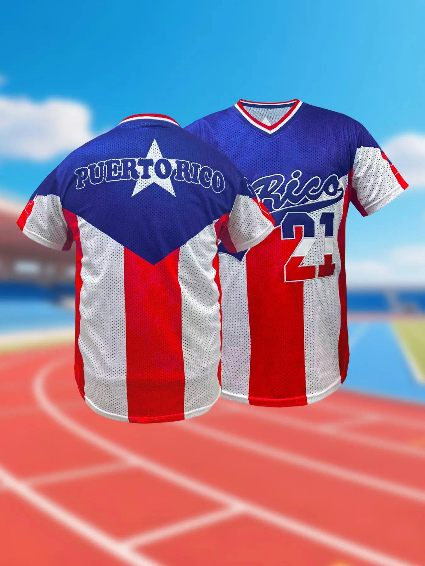 Roberto Clemente 21 Puerto Rico Baseball Jersey,Gift for Game Day, Short Sleeve V Neck Casual Sportswear, Embroidery Sportswear, Sports Top, Athletic Tops, Sports Clothing