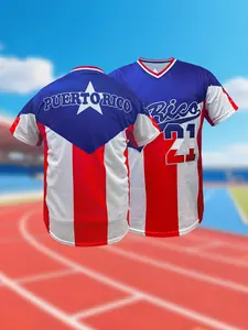 Roberto Clemente 21 Puerto Rico Baseball Jersey,Gift for Game Day, Short Sleeve V Neck Casual Sportswear, Sports Top