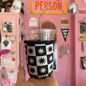Black Star Checkered Coffee Sleeve Black Star Checkered Coffee Sleeve