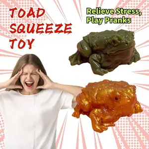 JoyToy-Hub Squeezable Toad Toy, Cute Animals Toys for Kids and Adults, Kawaii Stress Relief Fidget Sensory Toys, Soft Silicone Squeeze Gifts for Children, Teens, and Adults squishies