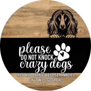 Afghan Hound Dog Door Hanger, Do Not Knock Door Hanger, DCO-13755-DH, 18" Round Wood