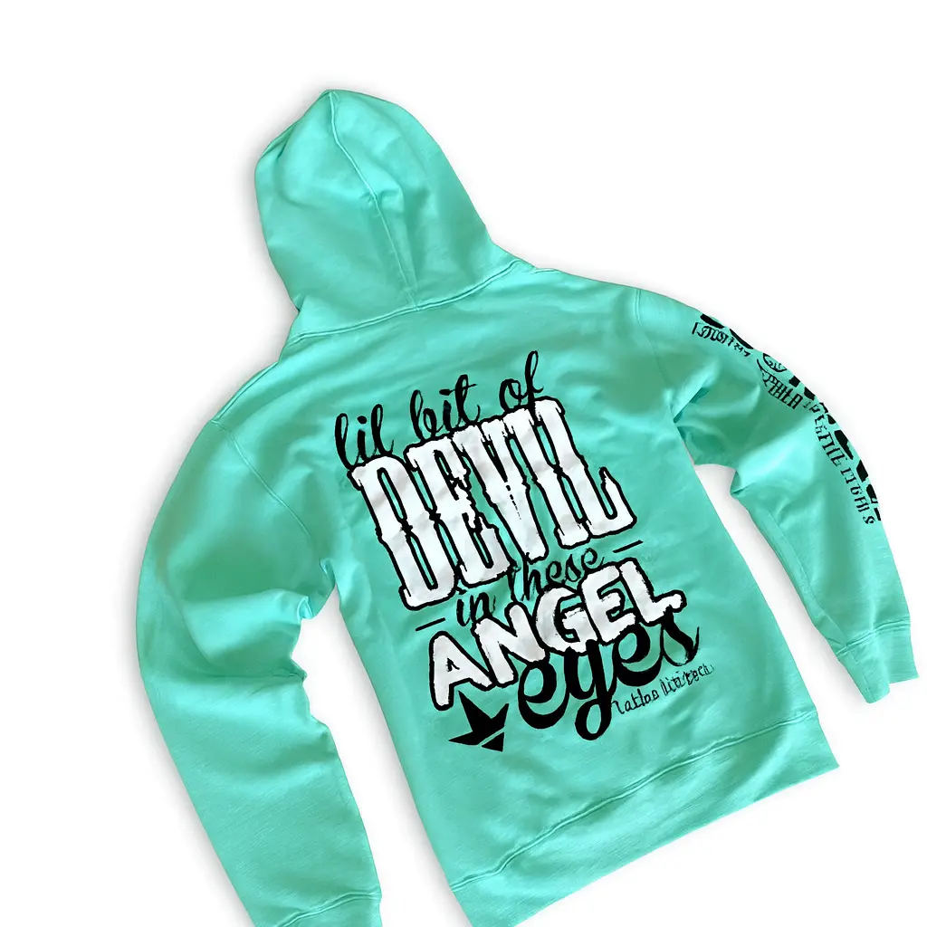 Lil Bit of Devil in These Angel Eyes Hoodie by Luckless Outfitters