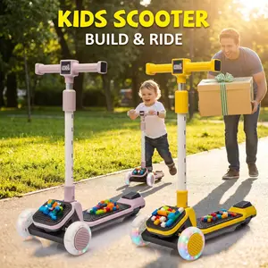 outdoor kids stuff, Kids Building Block Scooter | 3 Wheel Flash Glider for 3-8Year