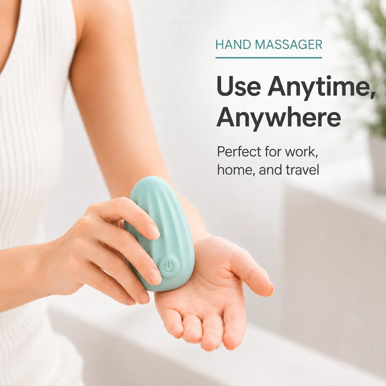 Portable Rechargeable Vibratory Hand Massager - Adjustable Relaxing Wrist Device with 8 1-Button Massage Modes, Soft Silicone Casing, Daily Home & Work Use, Graduation Gift for Parents & Teachers