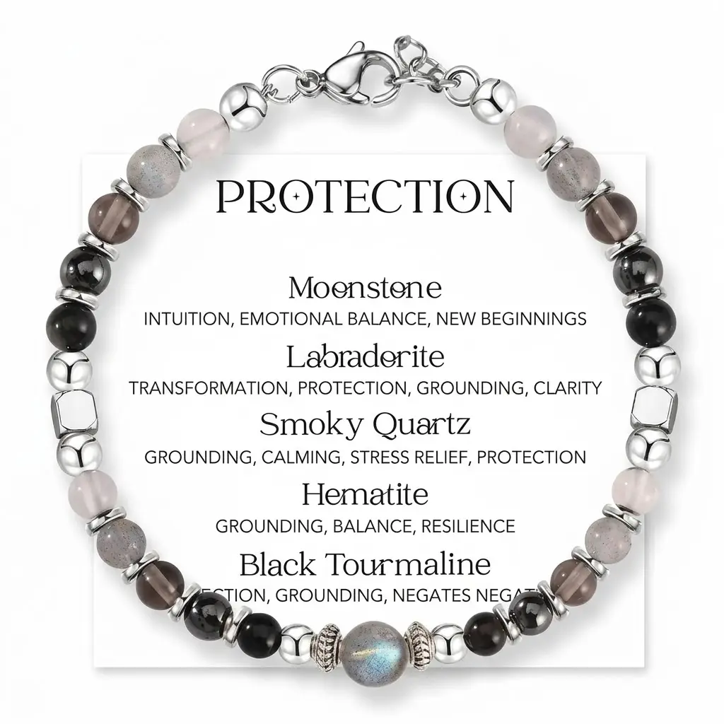 Women's High-Quality Adjustable Slider Beaded Bracelet Pack - Handmade Natural Stone, Crystal, Moonstone, Labradorite, Hematite Gemstone Jewelry, Summer Accessory Gift for Women, Gifts For Women
