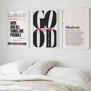 Set of 3 Aesthetic Trendy Christian Wall Art God Is Good All the Time Print with God All Things Are Possible, Unframed 5 size, 8x12 to 27x40 inch