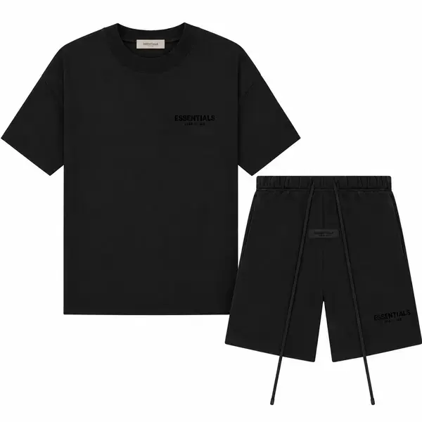 2-Piece Fear Of God Essentials Classic Casual Elastic Tee + Shorts Set, SS22 Stretch Limo Unisex