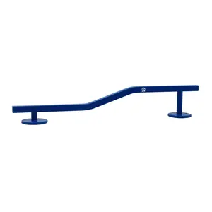 Square, Bi-Level Fingerboard Rail, 12" Long - Steel Construction - Cobalt Blue