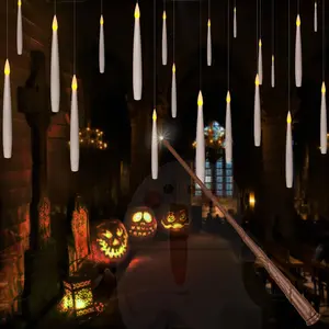 20 count Flameless Taper Floating Candles with Magic Wand Remote, Flickering Warm Light,  Operated 6.1" LED Electric Window Candle, Decor for Christmas, Wedding, Halloween, Birthday Party
