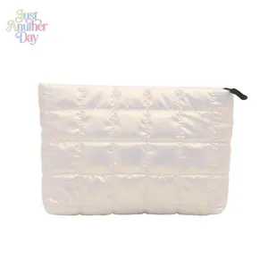 Quilted Puffer Clutch Bag with Grid Stitching Design Lightweight Padded Makeup Bag and Cosmetic Pouch Available in Multiple Colors Large Capacity for Daily Essentials Perfect for Travel and Everyday Use Soft and Durable Ideal Gift for Women