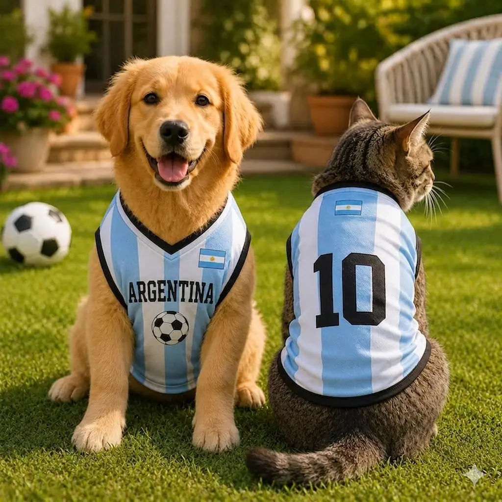 Print Argentina Pet Soccer Jersey, Football Pet Jersey, Soccer Outfit for Dogs Cats, Gift for Dogs Cats